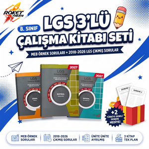 LGS 3'lü Çalışma Kitabı Seti: Türkçe, Matematik, Fen Bilimleri + 2 Türkiye geneli deneme hediye