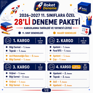 11. Sınıf 28'li paket kargo takvimi 1-4. kargo