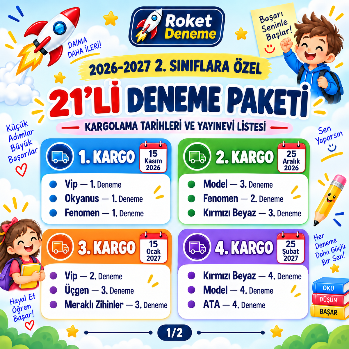 2. Sınıf 21'li paket kargo takvimi 1-4. kargo