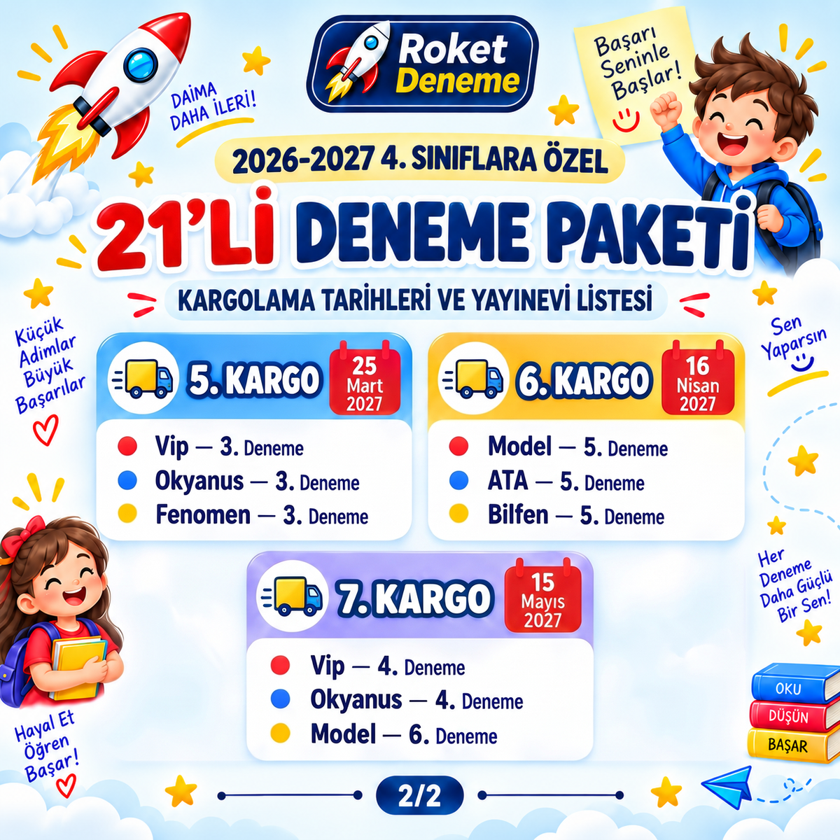 4. Sınıf 21'li paket kargo takvimi 5-7. kargo