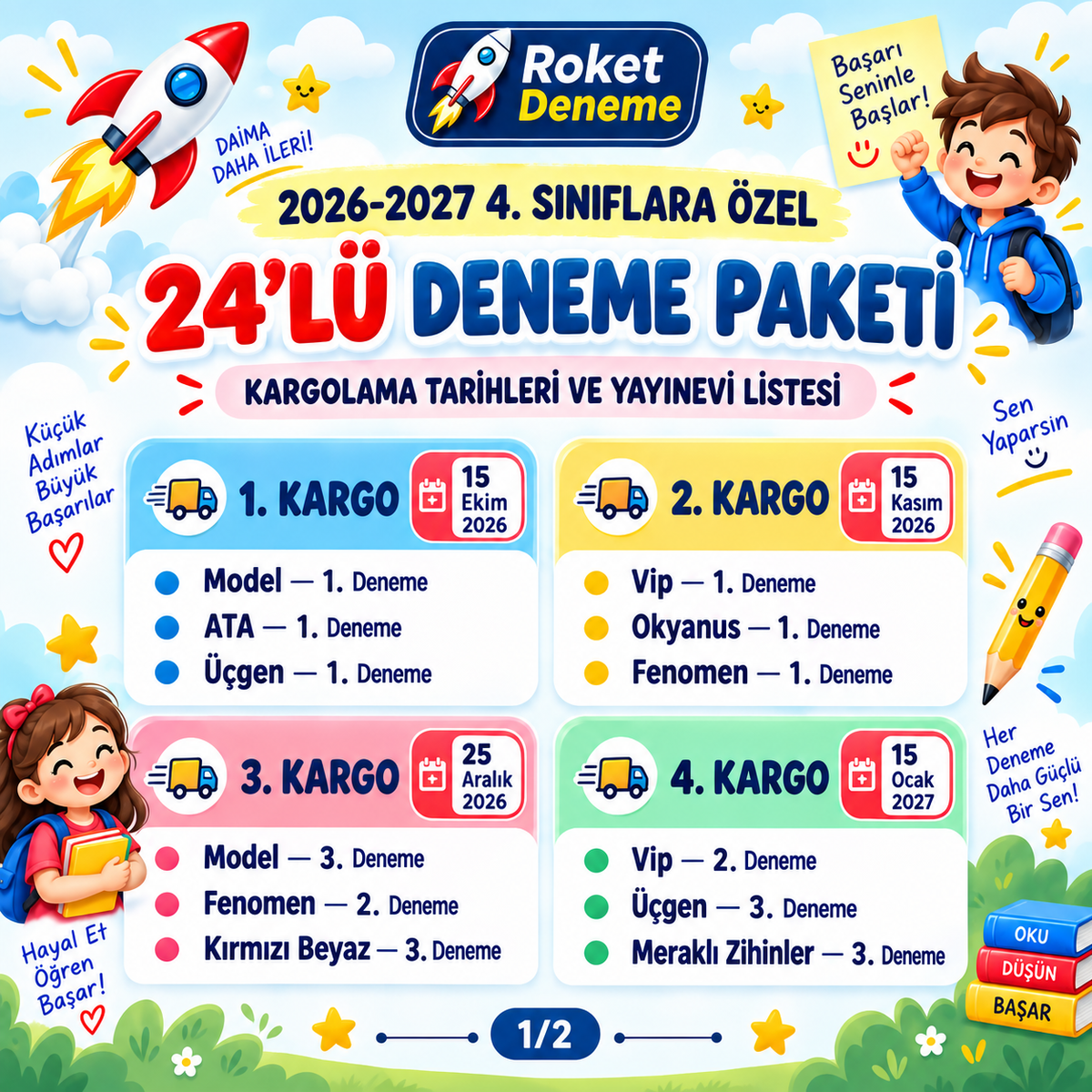 4.SINIF 2026-2027 24'LÜ YILLIK DENEME PAKETİ