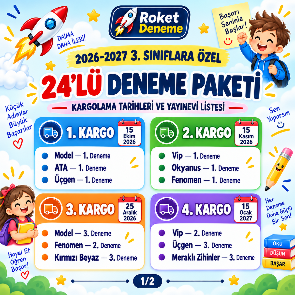 3.SINIF 2026-2027 24'LÜ YILLIK DENEME PAKETİ
