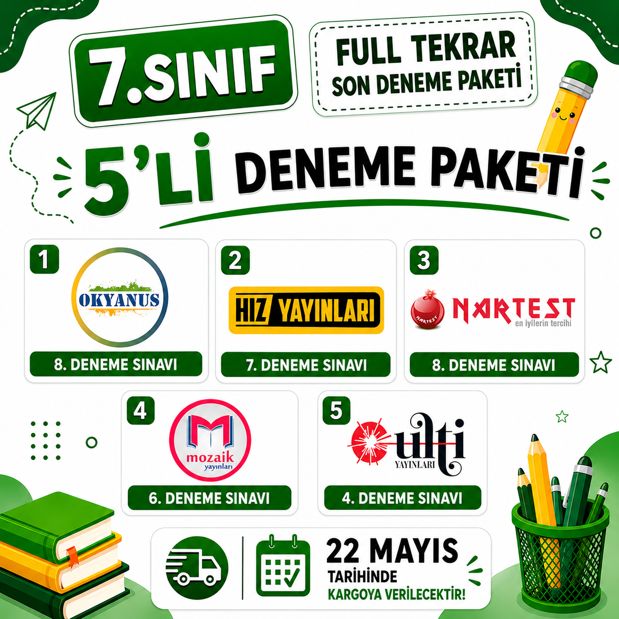 7.SINIF FULL TEKRAR 5'Lİ SON DENEME PAKETİ