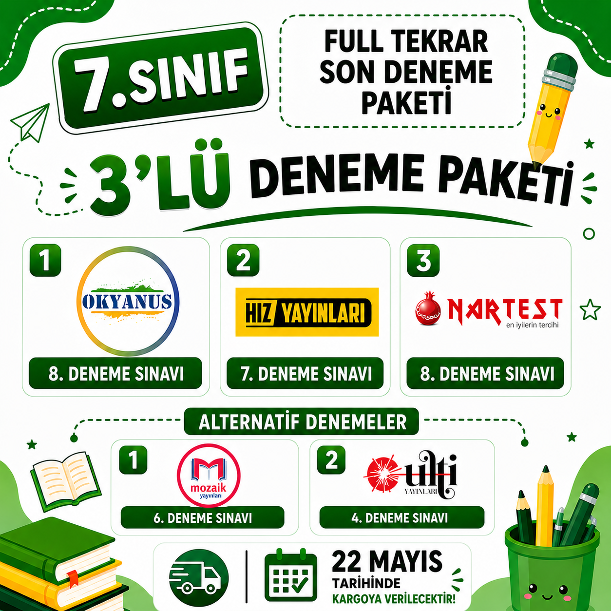 7.SINIF FULL TEKRAR 3'LÜ SON DENEME PAKETİ