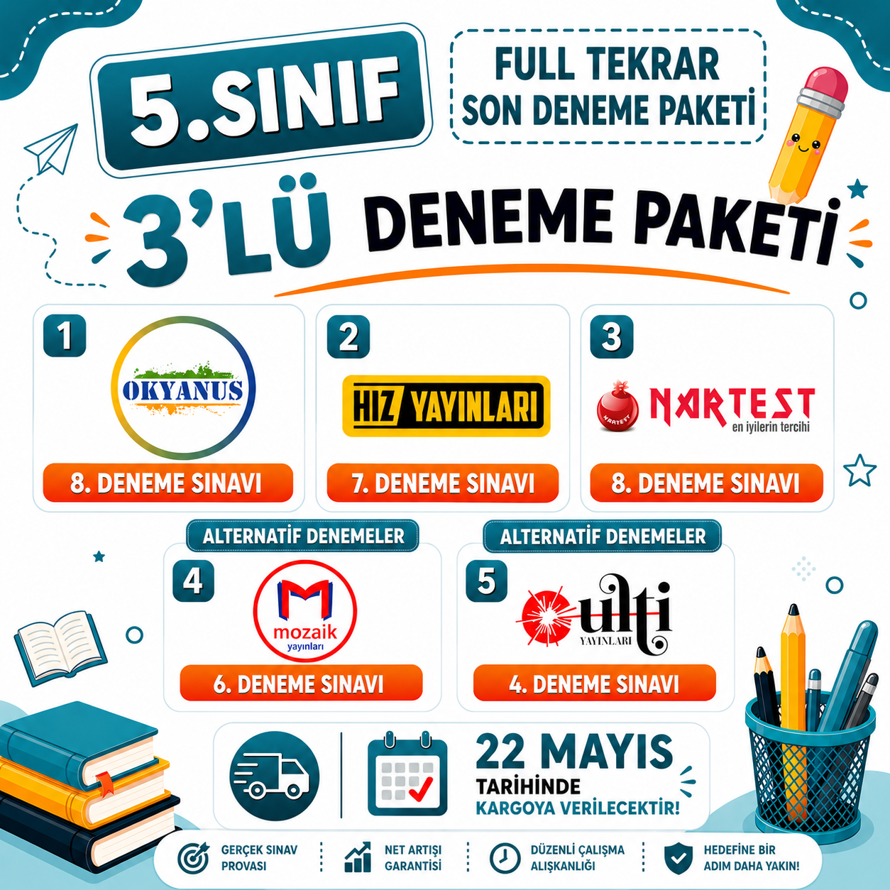 5.SINIF FULL TEKRAR 3'LÜ SON DENEME PAKETİ