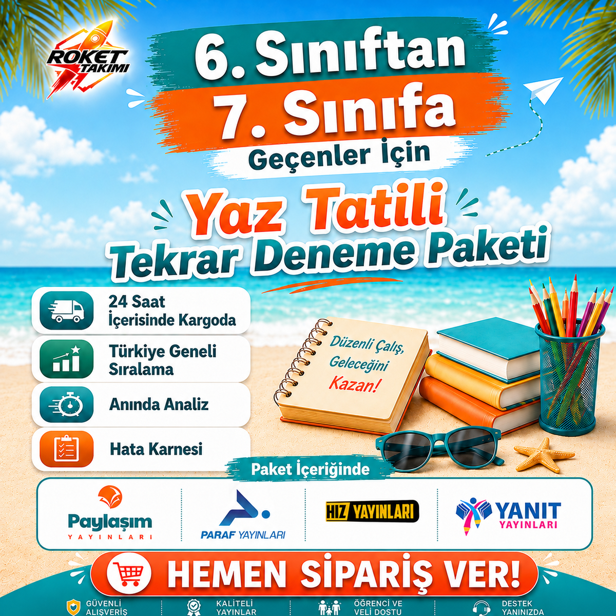 6. SINIFTAN 7. SINIFA YAZ TATİLİ 4'LÜ TEKRAR DENEME PAKETİ