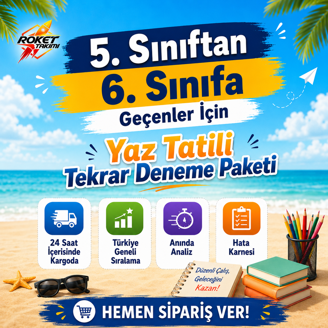 5. SINIFTAN 6. SINIFA YAZ TATİLİ 8'Li TEKRAR DENEME PAKETİ