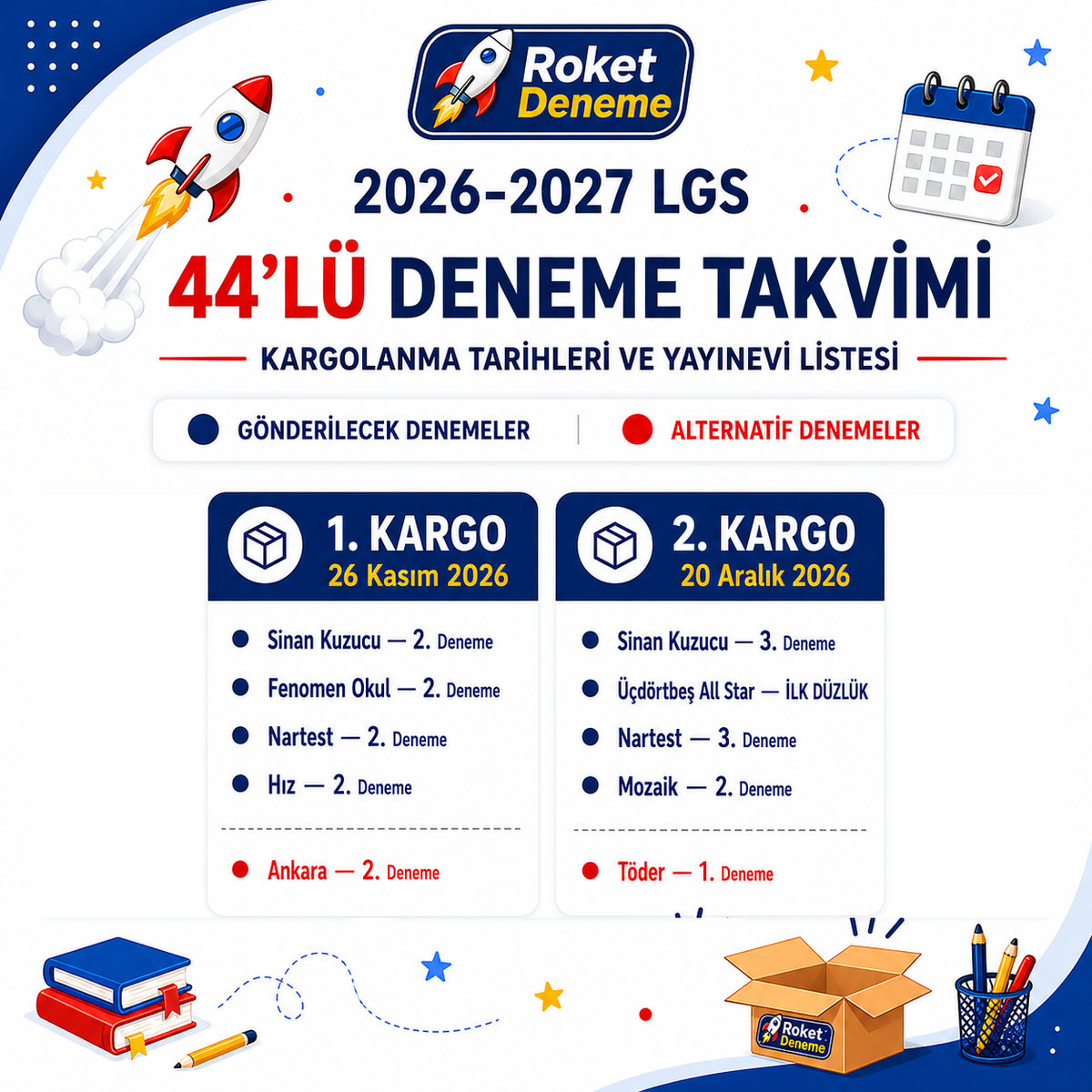 LGS 44'lü deneme takvimi 1/3