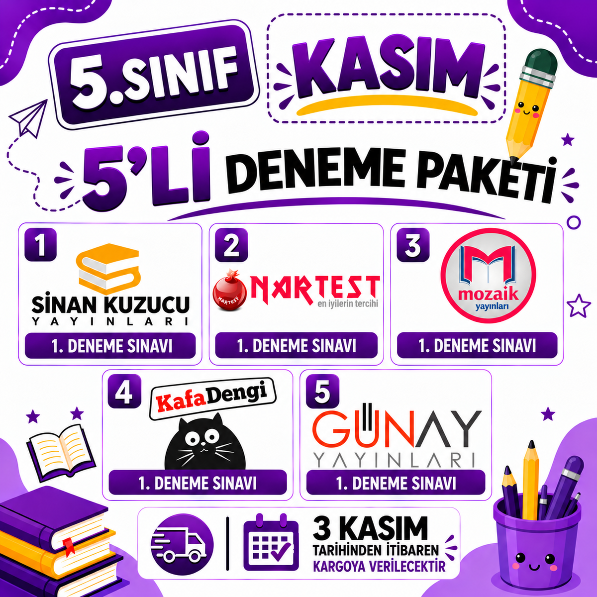 5.SINIF KASIM AYI 5'Lİ DENEME PAKETİ
