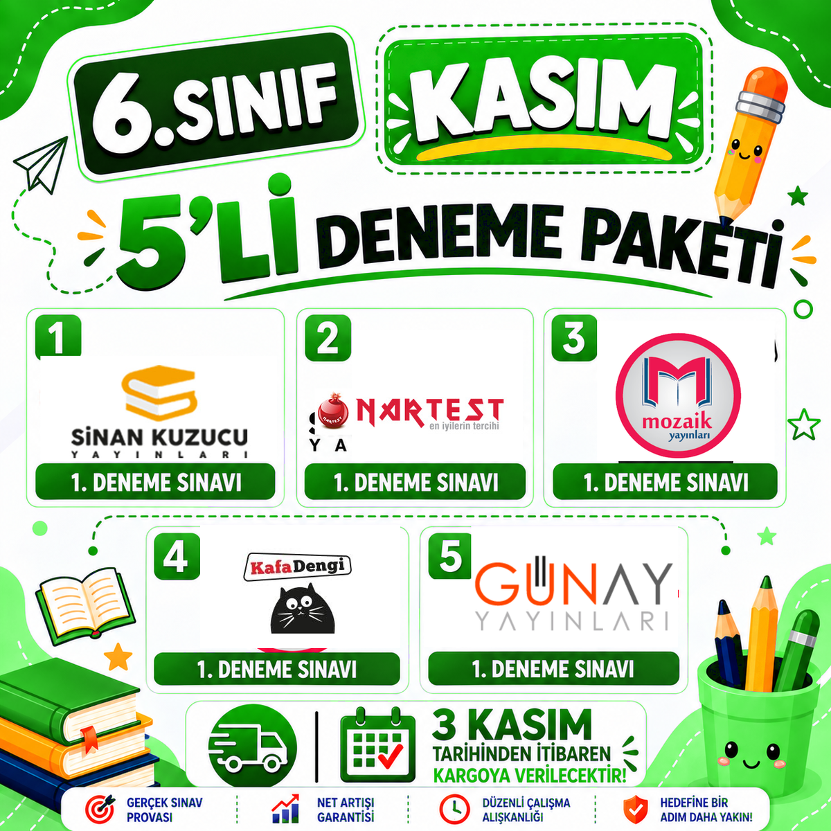 6.SINIF KASIM AYI 5'Lİ DENEME PAKETİ
