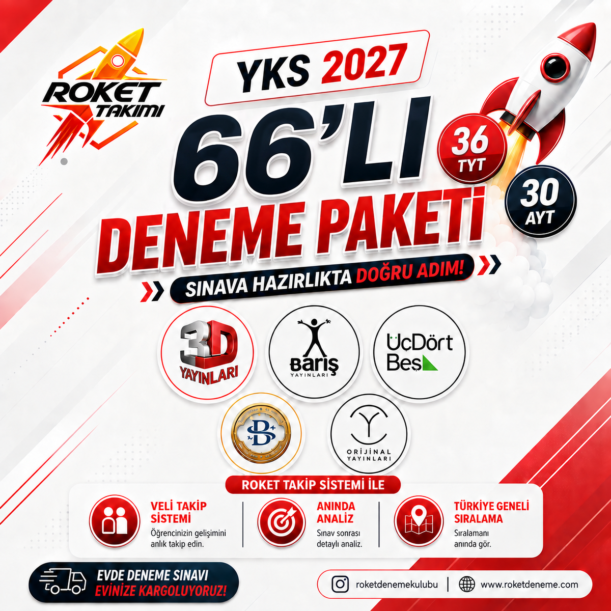 YKS 2027 KASIM'DAN SINAVA KADAR 66'LI DENEME PAKETİ